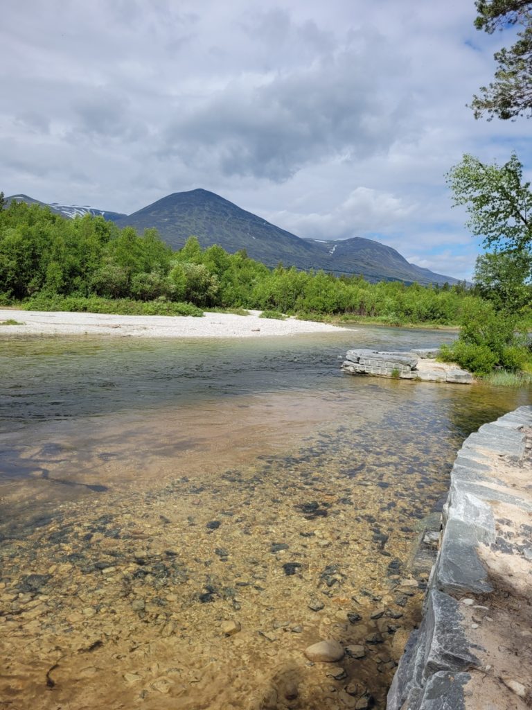 Elvemunning med fjell